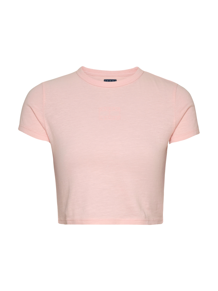 Ροζ T-Shirt Σε Slim Γραμμή Με Tonal Σημαία  Γυναίκες