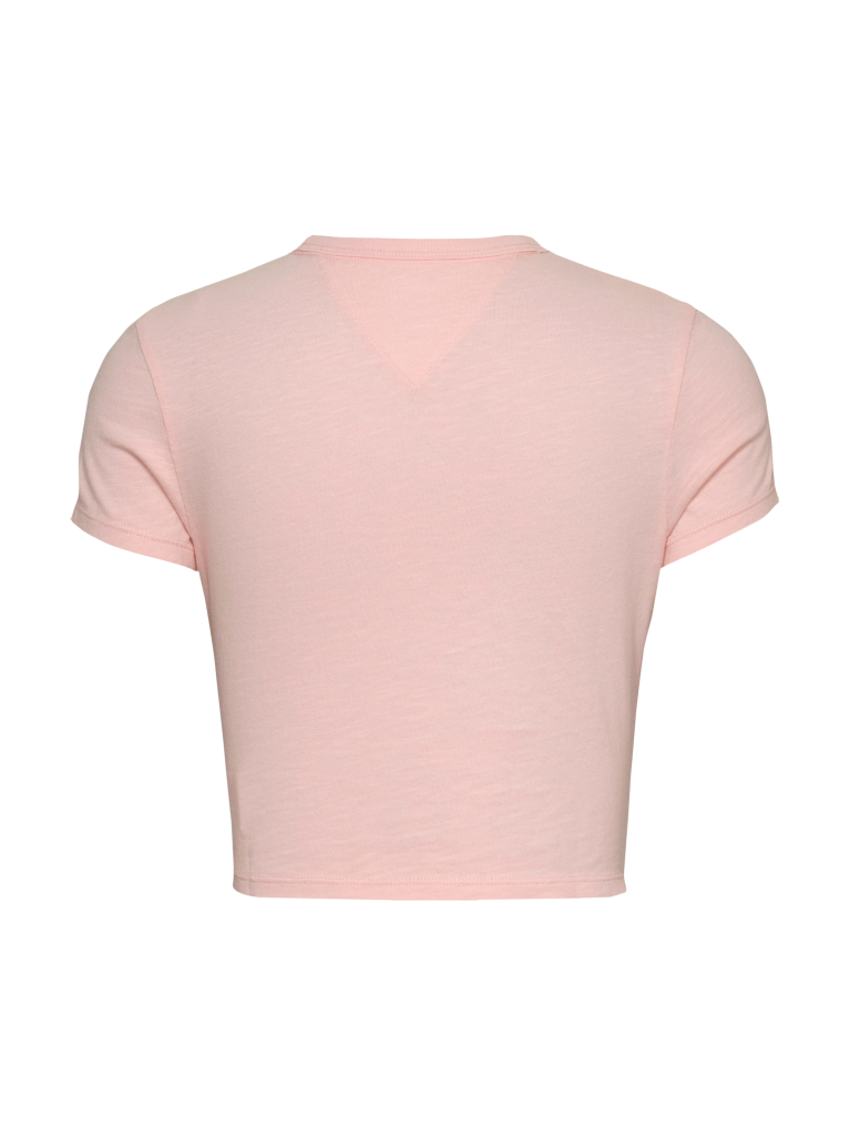 Ροζ T-Shirt Σε Slim Γραμμή Με Tonal Σημαία  Γυναίκες