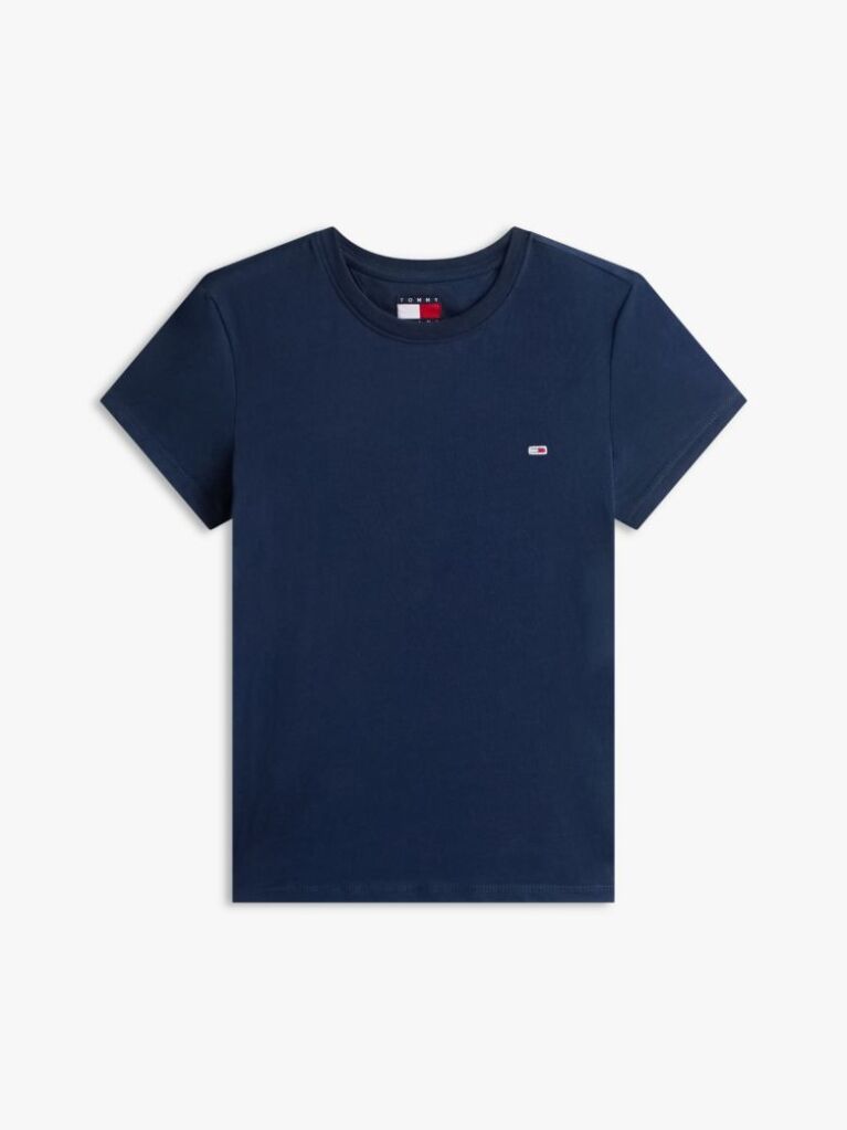 Μπλε T-Shirt Με Κλασική Λαιμόκοψη Και Κεντητό Σημαιάκι  Γυναίκες