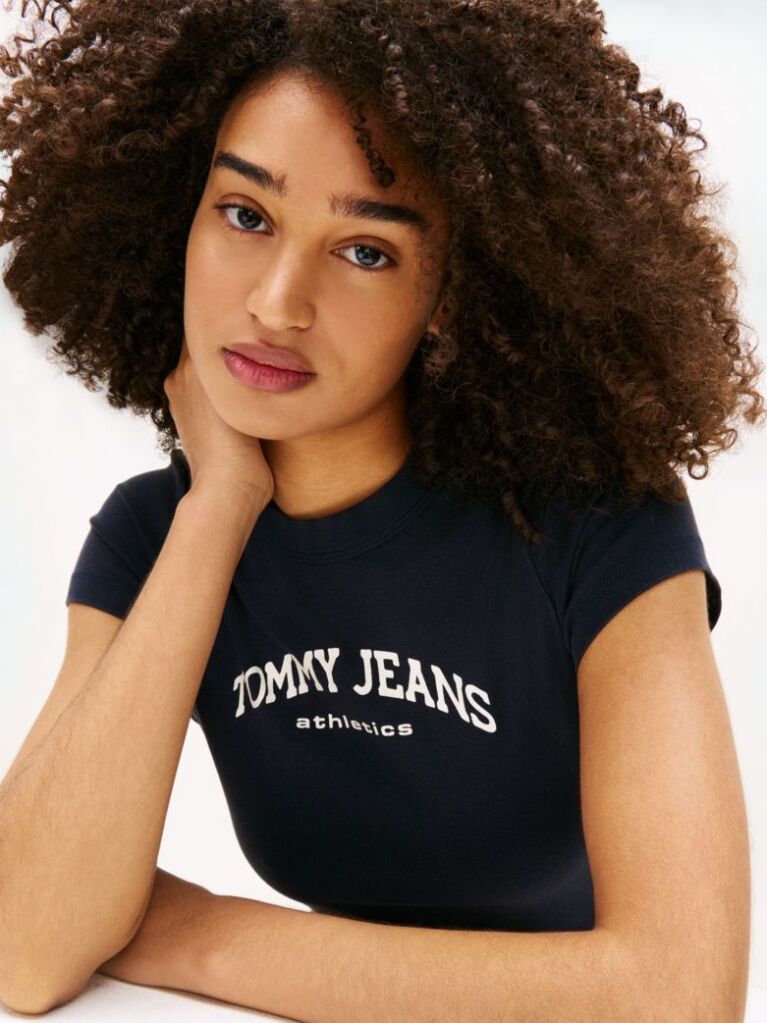Μπλε Slim T-Shirt Με Κλασική Λαιμόκοψη Και Λογότυπο  Γυναίκες