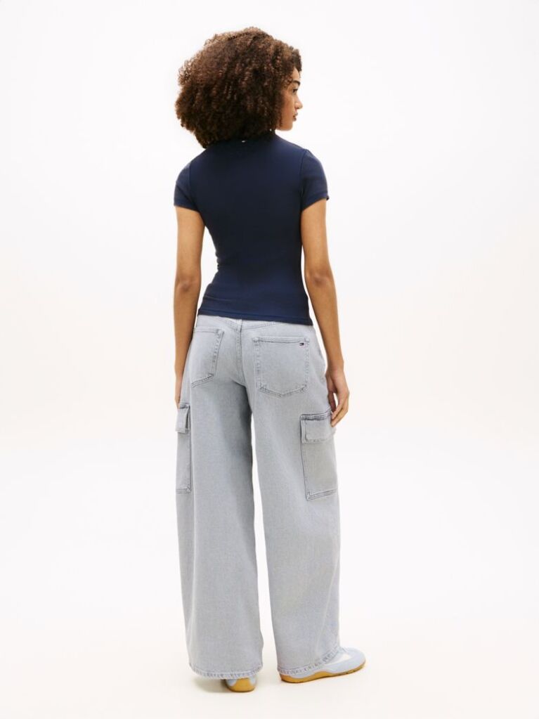 Μπλε Slim T-Shirt Με Κλασική Λαιμόκοψη Και Λογότυπο  Γυναίκες