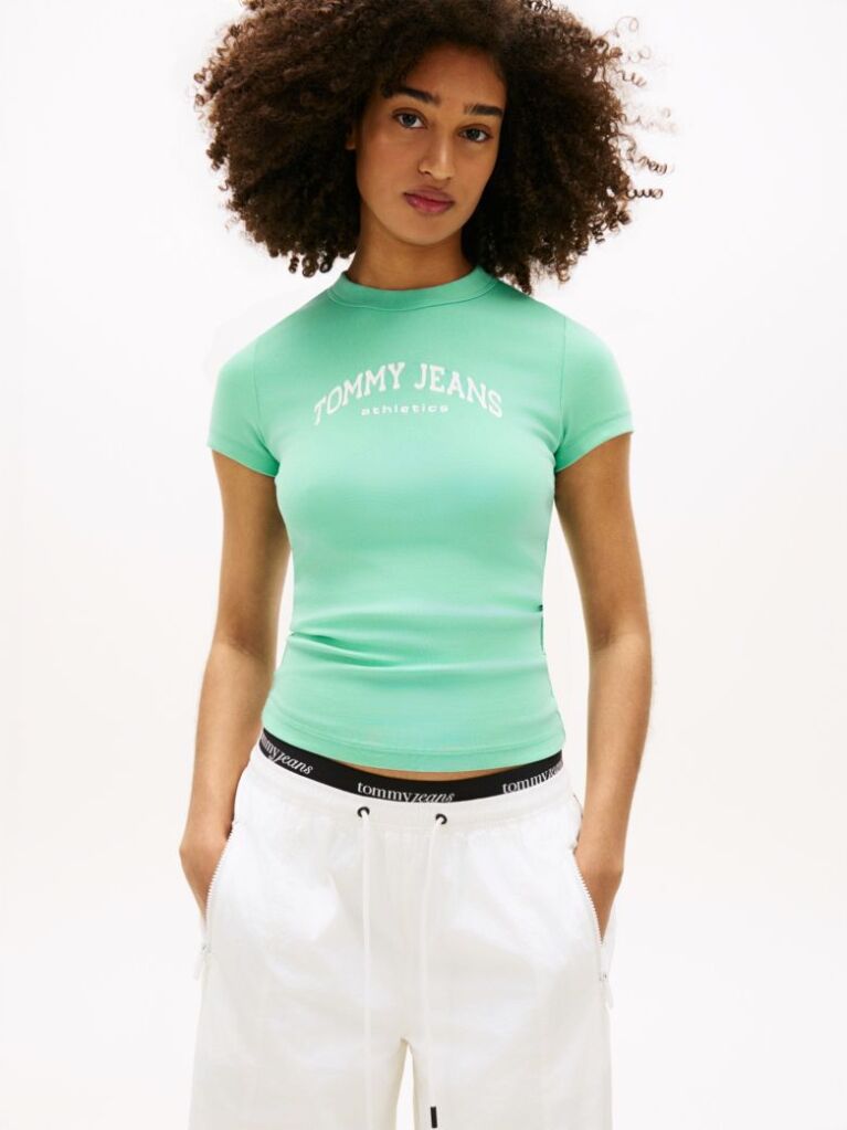Μπλε Slim T-Shirt Με Κλασική Λαιμόκοψη Και Λογότυπο  Γυναίκες