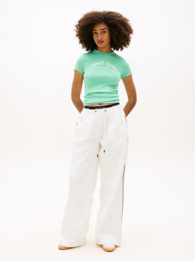 Μπλε Slim T-Shirt Με Κλασική Λαιμόκοψη Και Λογότυπο  Γυναίκες