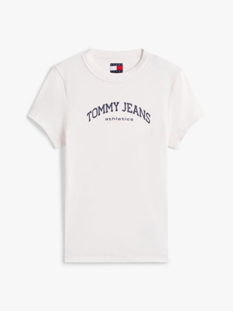 Μπεζ Slim T-Shirt Με Κλασική Λαιμόκοψη Και Λογότυπο  Γυναίκες