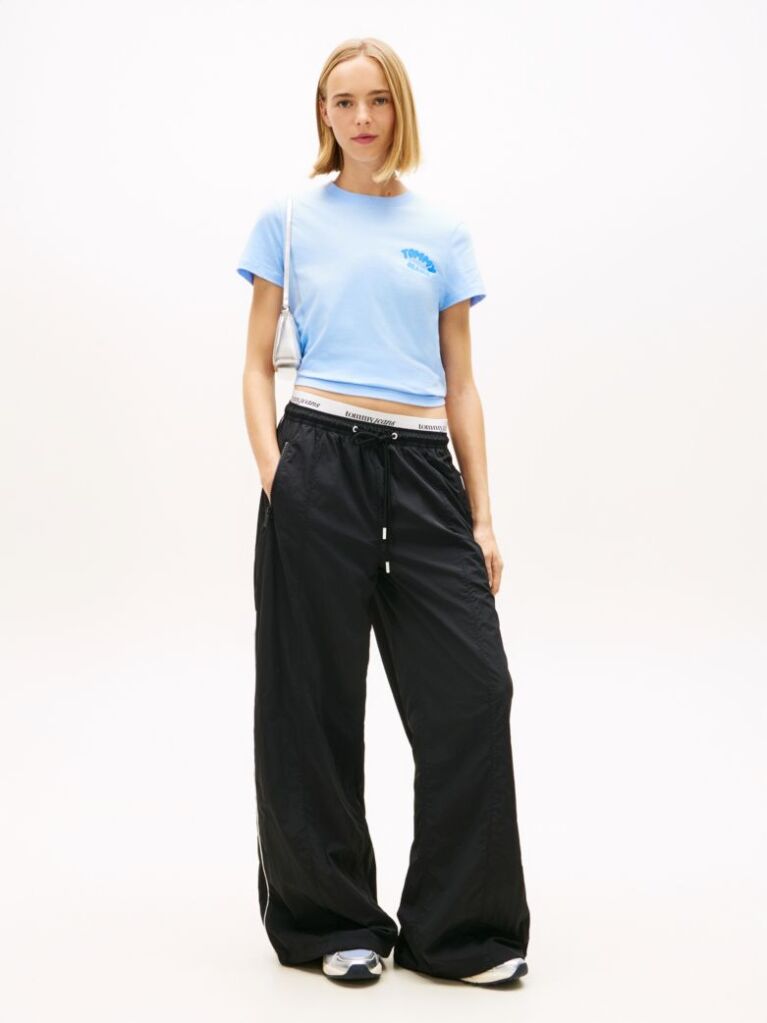 Μπλε T-Shirt Με Bubble Λογότυπο Και Κλασική Λαιμόκοψη  Γυναίκες