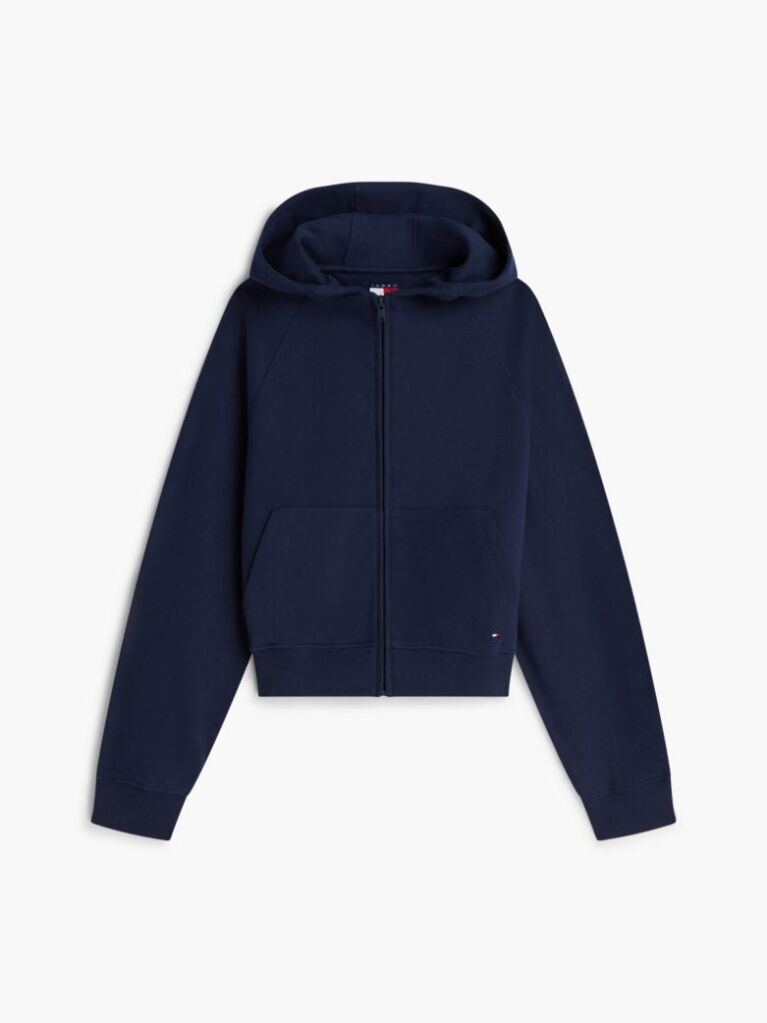Blue Boxy Sueded Terry Zip-Thru Hoody  Women