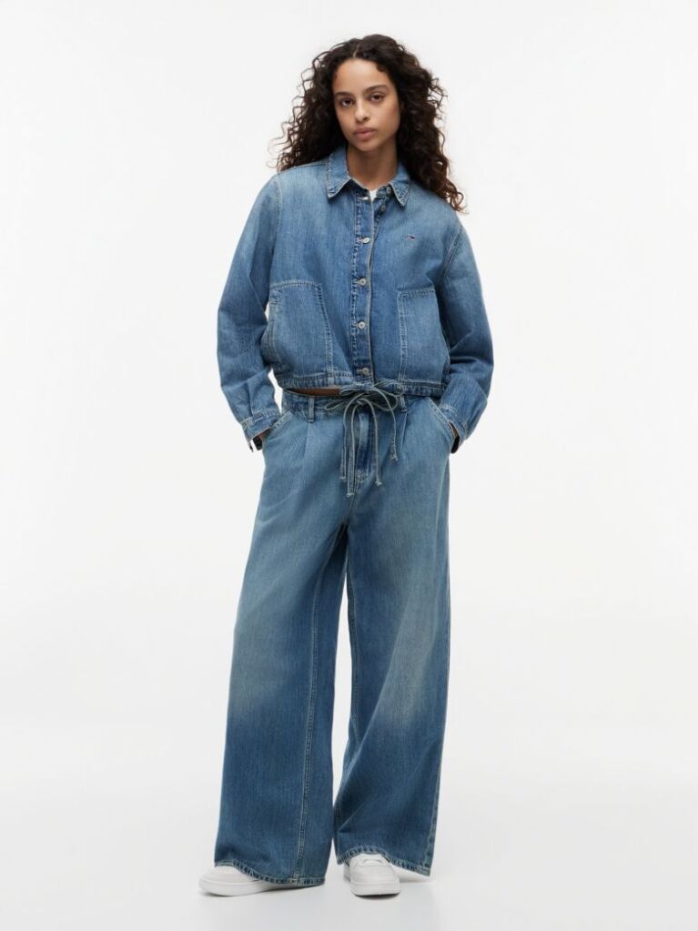 Denim Τζιν Σε Φαρδιά Γραμμή Με Κορδόνι Και Λινό  Γυναίκες