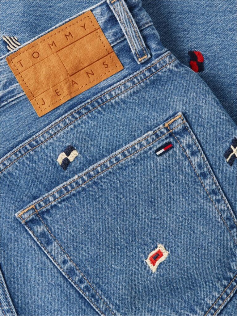 Denim Ψηλόμεσο Slim Τζιν Σε Ίσια Γραμμή Με Κεντητό Σχέδιο  Γυναίκες