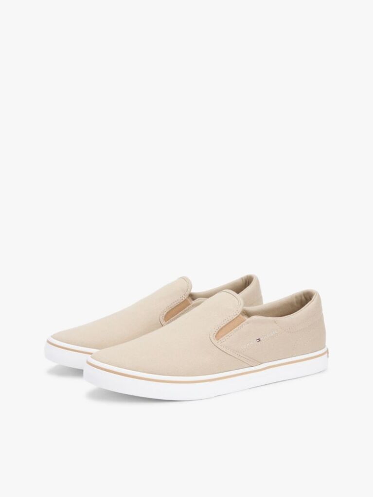 Μπεζ Slip-On Sneakers Από Canvas  Άνδρες