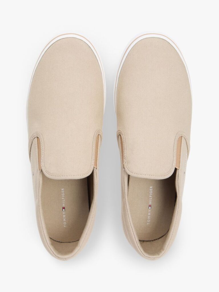 Μπεζ Slip-On Sneakers Από Canvas  Άνδρες