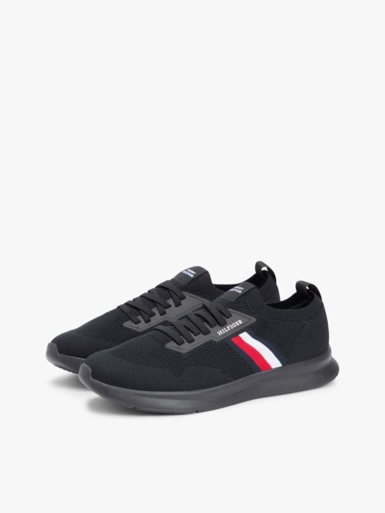 Μαύρο Sneakers Με Πλεκτό Σχέδιο Και Λογότυπο Hilfiger  Άνδρες
