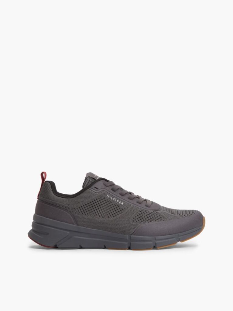Grey Logo Knit Sneakers  Men