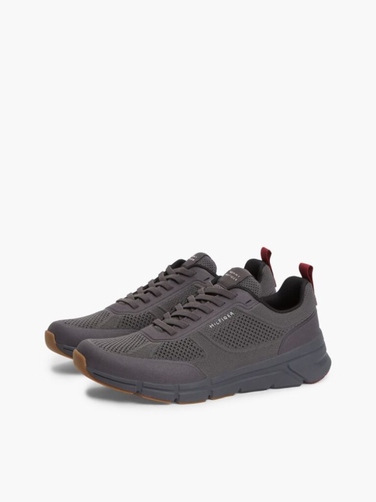 Grey Logo Knit Sneakers  Men