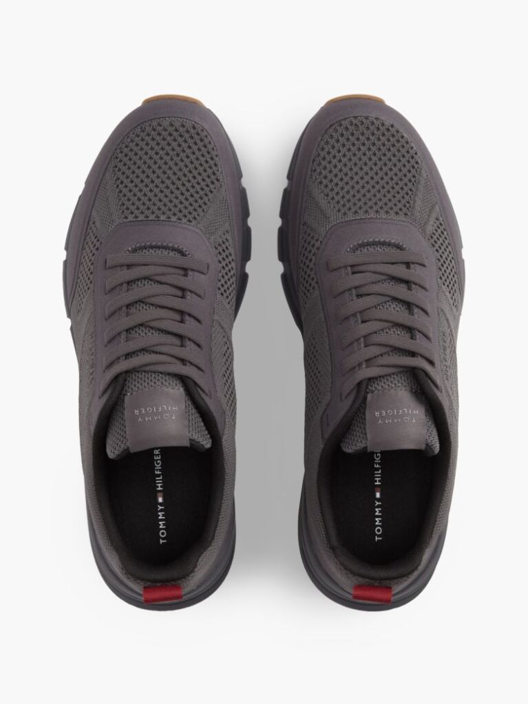 Grey Logo Knit Sneakers  Men