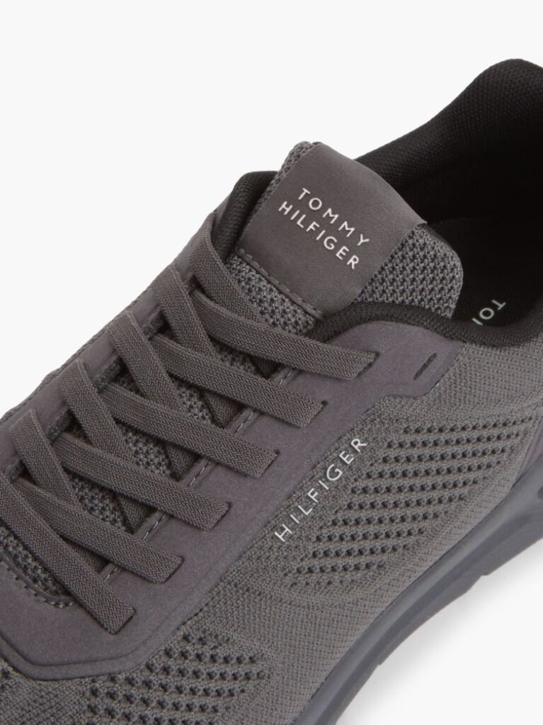 Grey Logo Knit Sneakers  Men