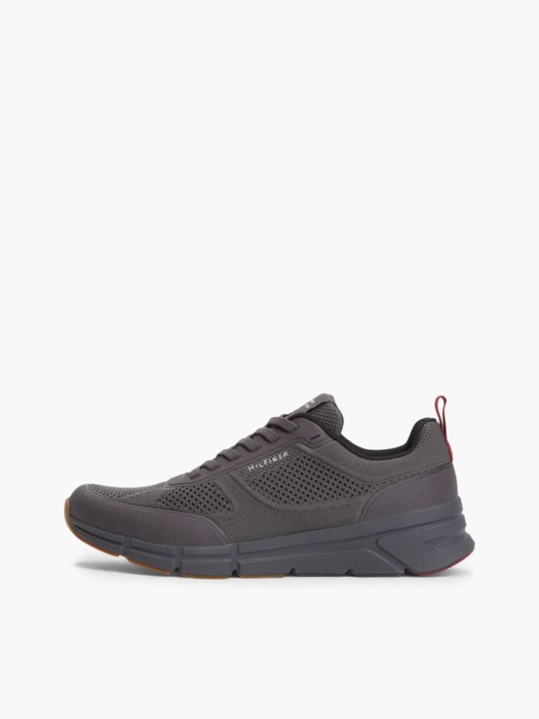 Grey Logo Knit Sneakers  Men