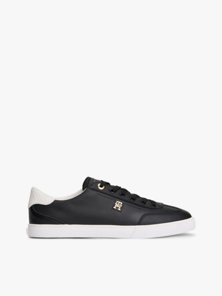 Μαύρο Δερμάτινα Δετά Sneakers Με Μονόγραμμα  Γυναίκες