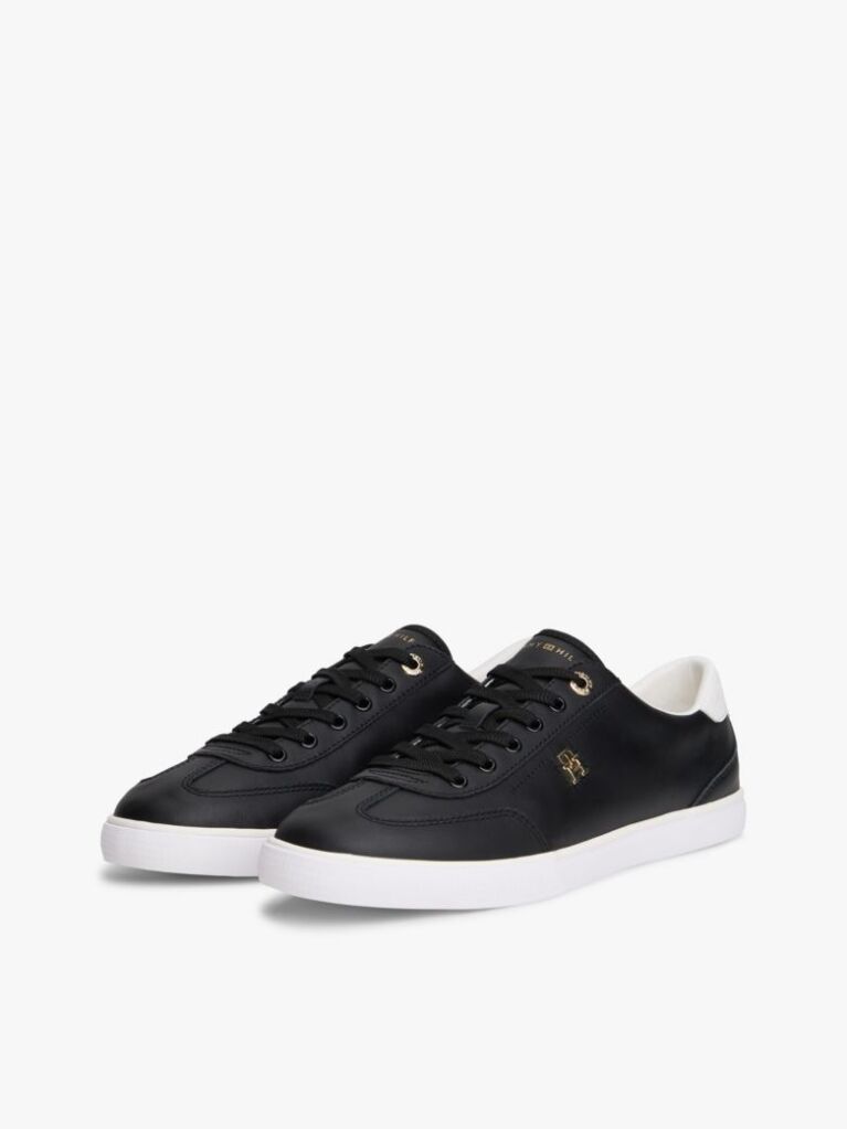 Μαύρο Δερμάτινα Δετά Sneakers Με Μονόγραμμα  Γυναίκες
