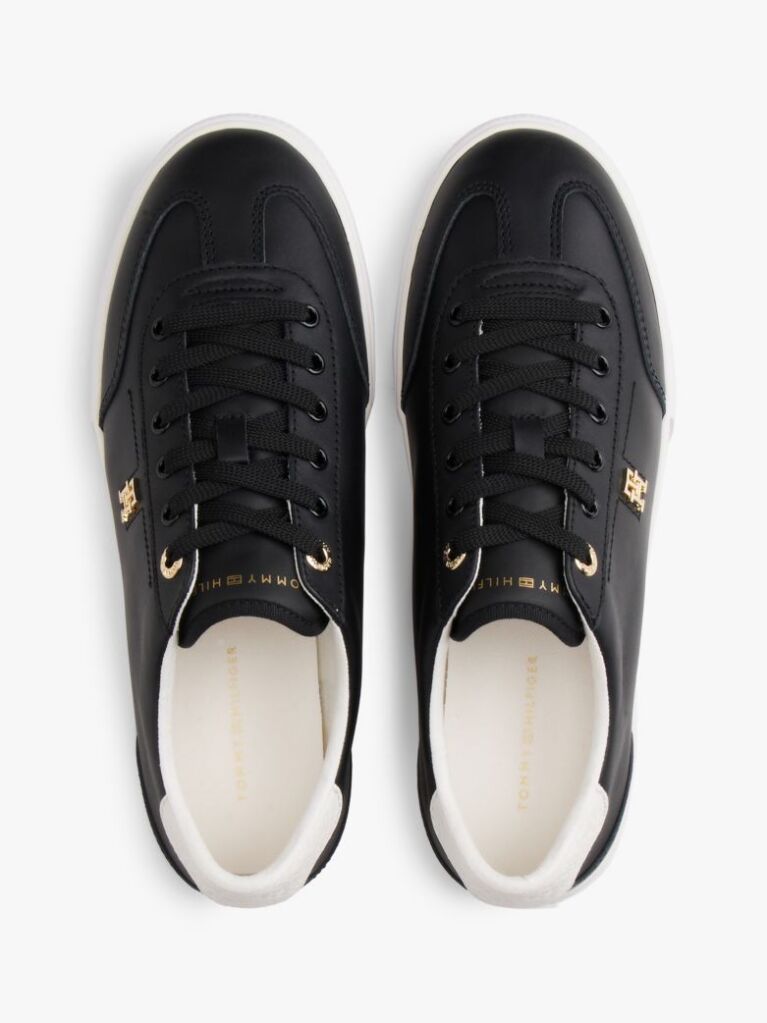 Μαύρο Δερμάτινα Δετά Sneakers Με Μονόγραμμα  Γυναίκες