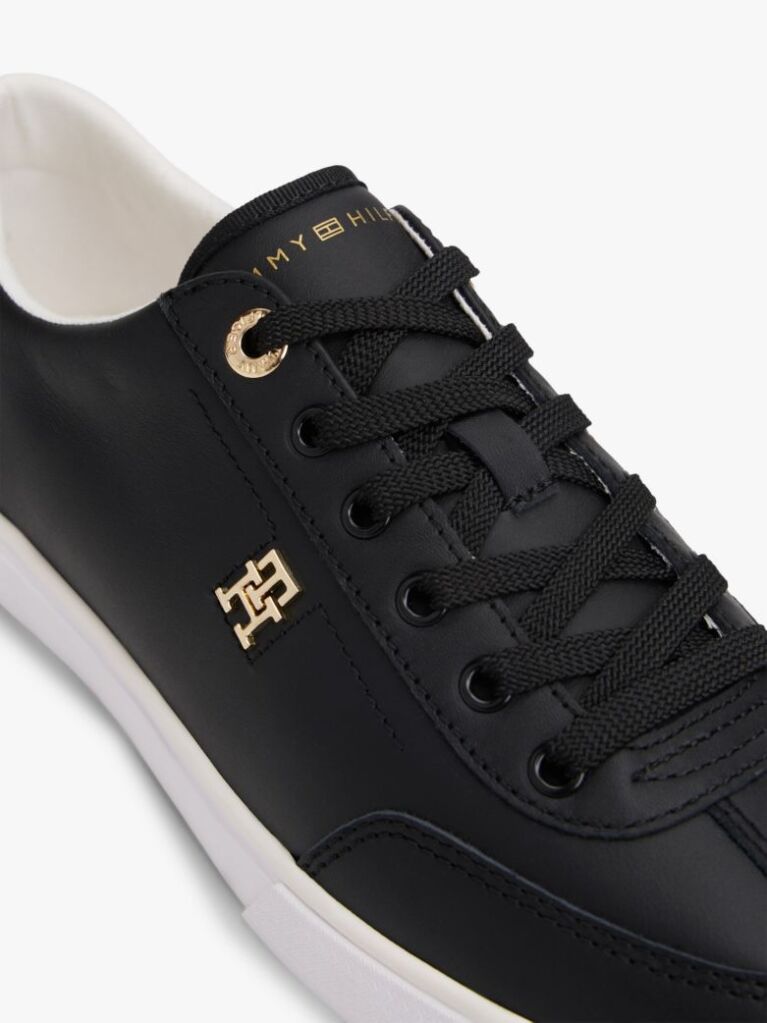 Μαύρο Δερμάτινα Δετά Sneakers Με Μονόγραμμα  Γυναίκες