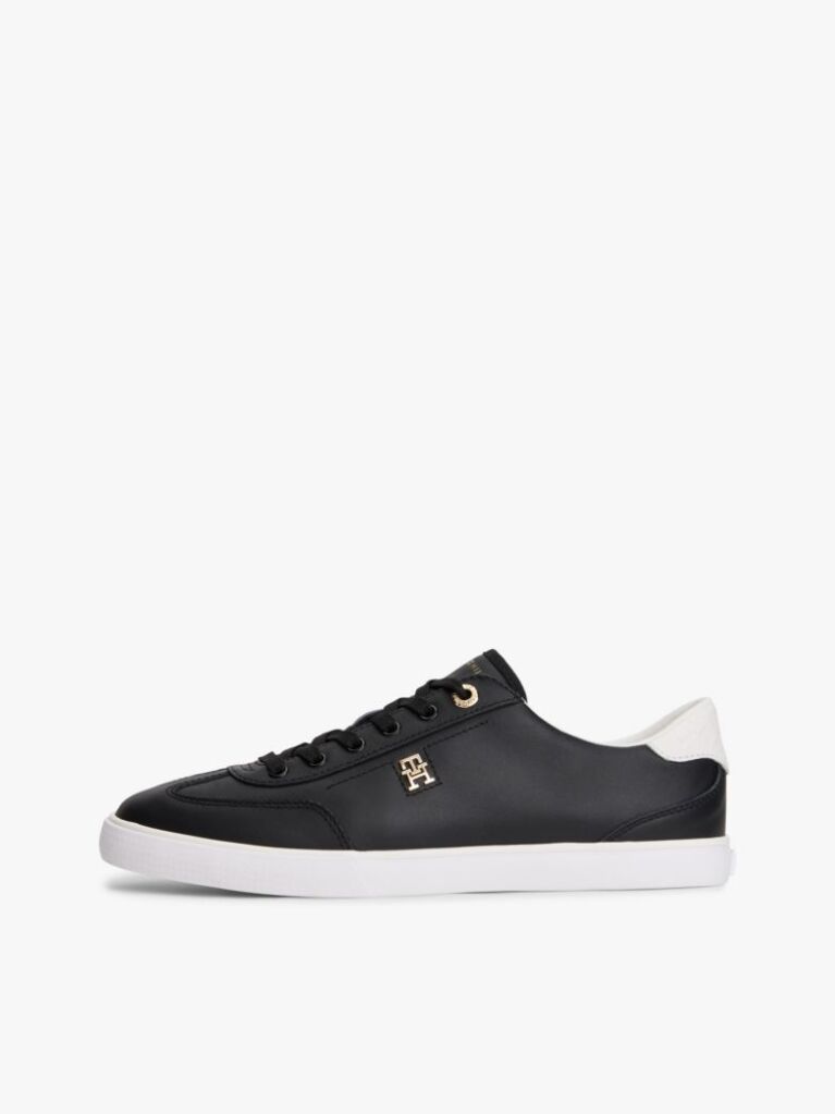 Μαύρο Δερμάτινα Δετά Sneakers Με Μονόγραμμα  Γυναίκες