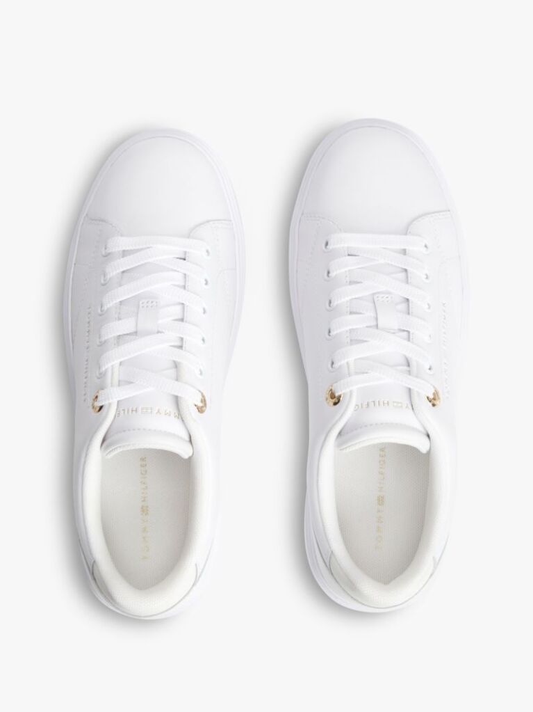 Άσπρο Δερμάτινα Sneakers Με Λογότυπο  Γυναίκες