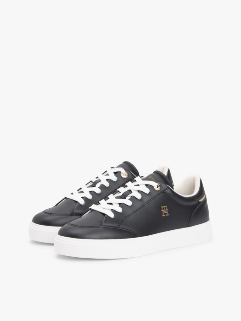 Black Leather TH Monogram Cupsole Trainers  Women
