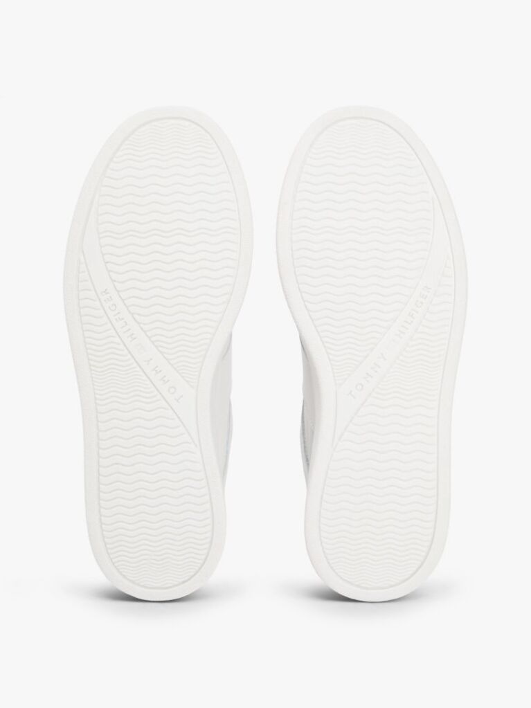 White Leather TH Monogram Court Trainers  Women