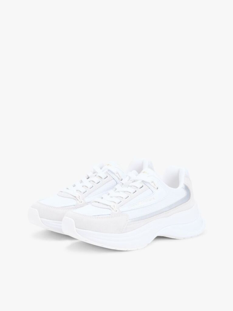 Άσπρο Σουέτ Chunky Δετά Sneakers  Γυναίκες