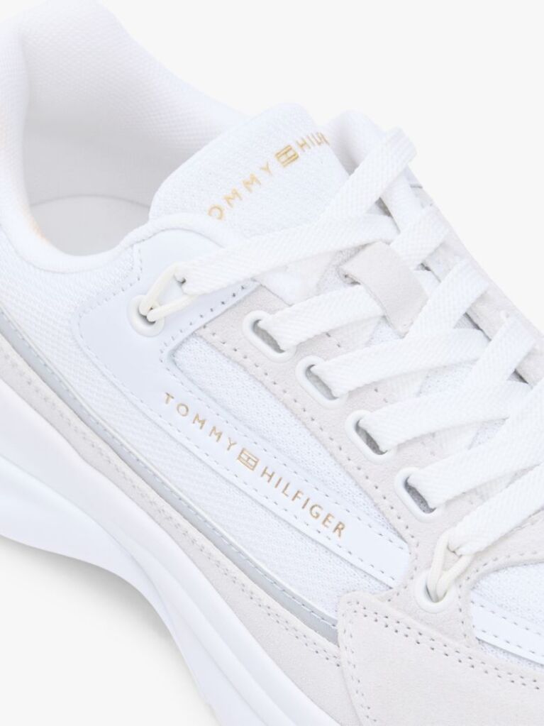 Άσπρο Σουέτ Chunky Δετά Sneakers  Γυναίκες