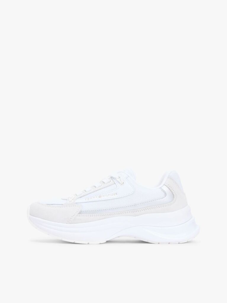 Άσπρο Σουέτ Chunky Δετά Sneakers  Γυναίκες