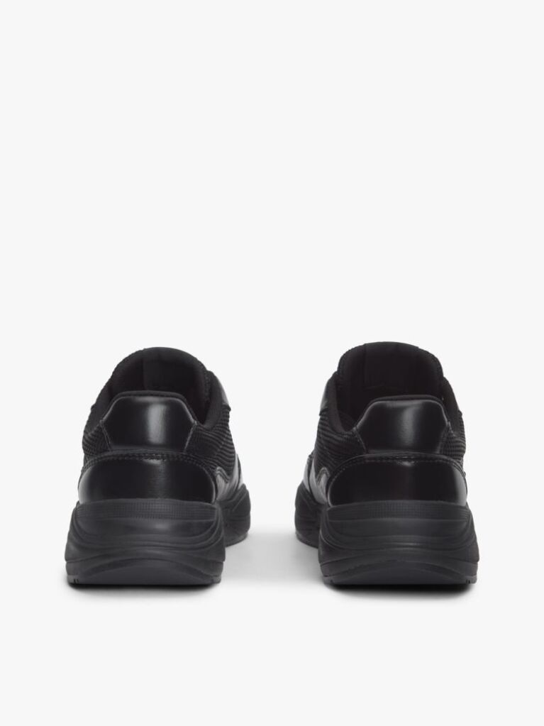 Μαύρο Δερμάτινα Sneakers Mε Μονόγραμμα TH Και Μίξη Υφών  Γυναίκες