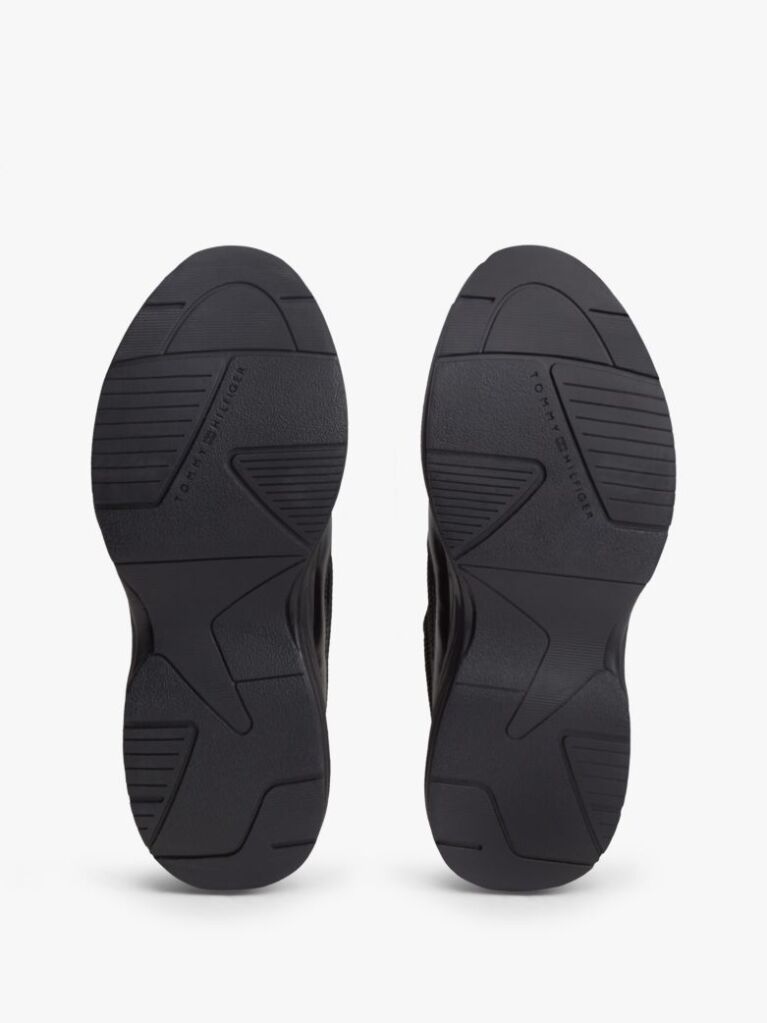Μαύρο Δερμάτινα Sneakers Mε Μονόγραμμα TH Και Μίξη Υφών  Γυναίκες