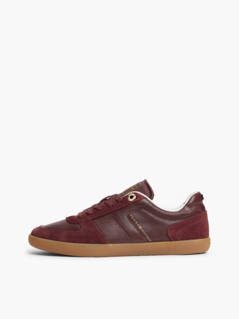 Κόκκινο Δερμάτινα Sneakers Με Μίξη Υφών  Γυναίκες