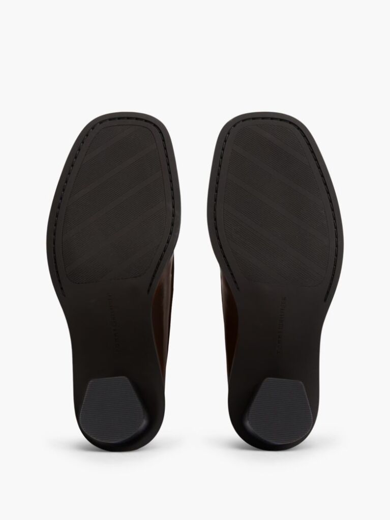 Brown Block Heel Leather Loafers  Women