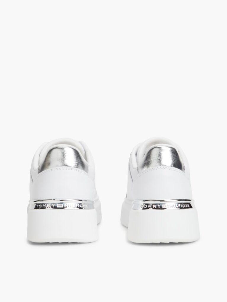 White TH Monogram Leather Platform Sneakers  Women