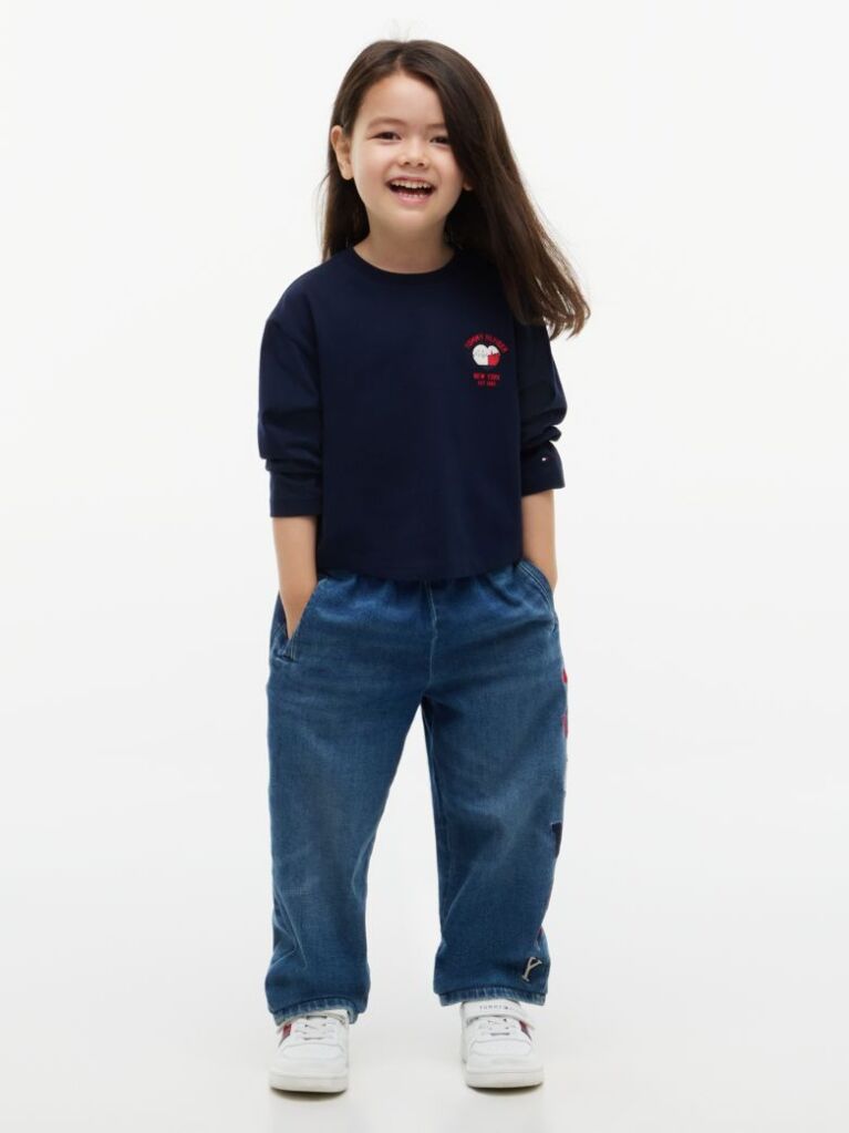 Blue Heart Logo Slim Long Sleeve T-Shirt  Girls