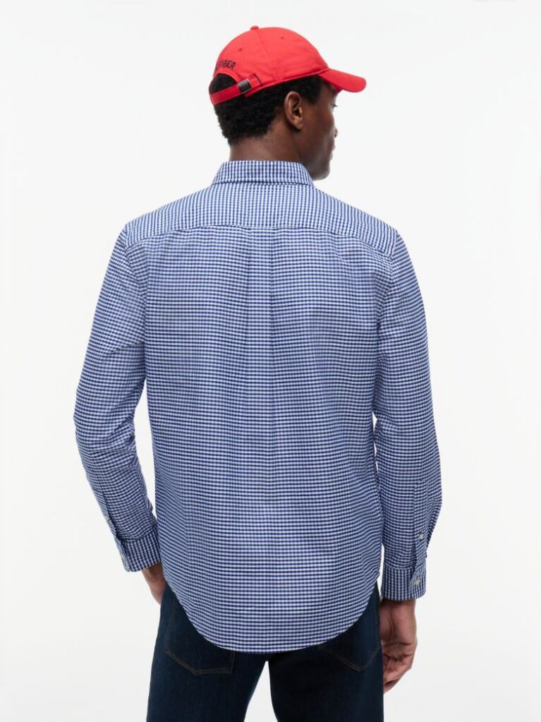 Μπλε Gingham Oxford Πουκάμισο Σε κανονική Γραμμή  Άνδρες
