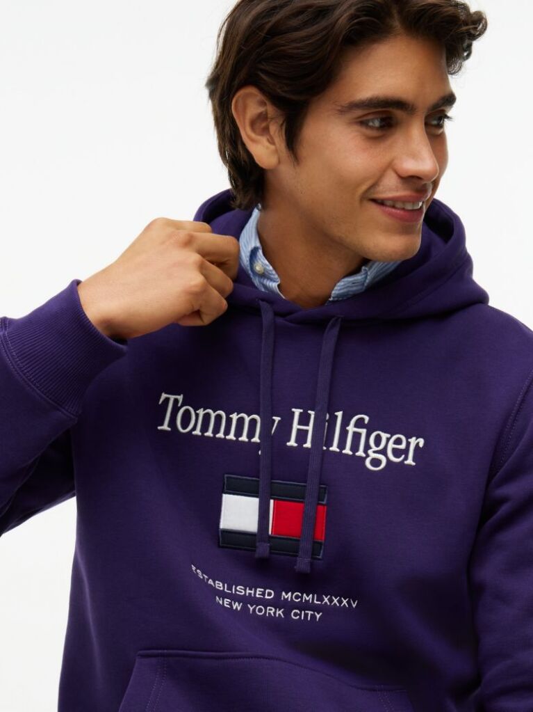 Μωβ Fleece Hoody Με Κεντητό Λογότυπο  Άνδρες