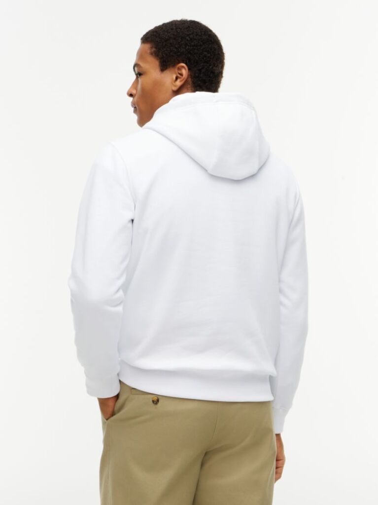 White Logo Embroidery Flex Fleece Hoody  Men