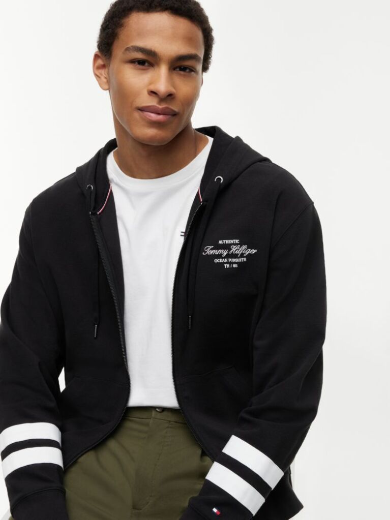 Μαύρο Hoody Με Nautical Λογότυπο Και Φερμουάρ  Άνδρες