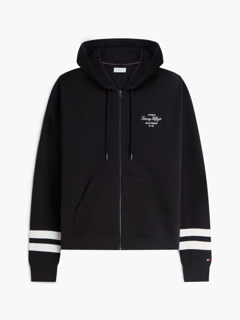 Μαύρο Hoody Με Nautical Λογότυπο Και Φερμουάρ  Άνδρες