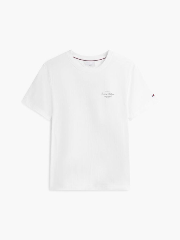 Άσπρο Βαμβακερό T-Shirt Με Πίσω Λογότυπο  Άνδρες