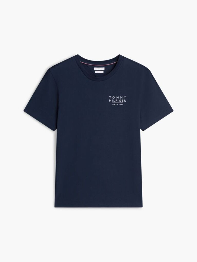 Μπλε Βαμβακερό T-Shirt Με Wavy Πίσω Σημαία  Άνδρες