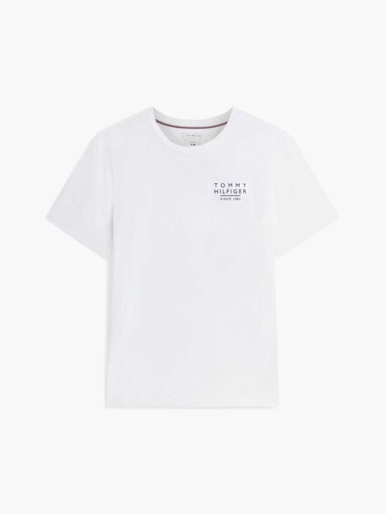 Άσπρο Βαμβακερό T-Shirt Με Wavy Πίσω Σημαία  Άνδρες