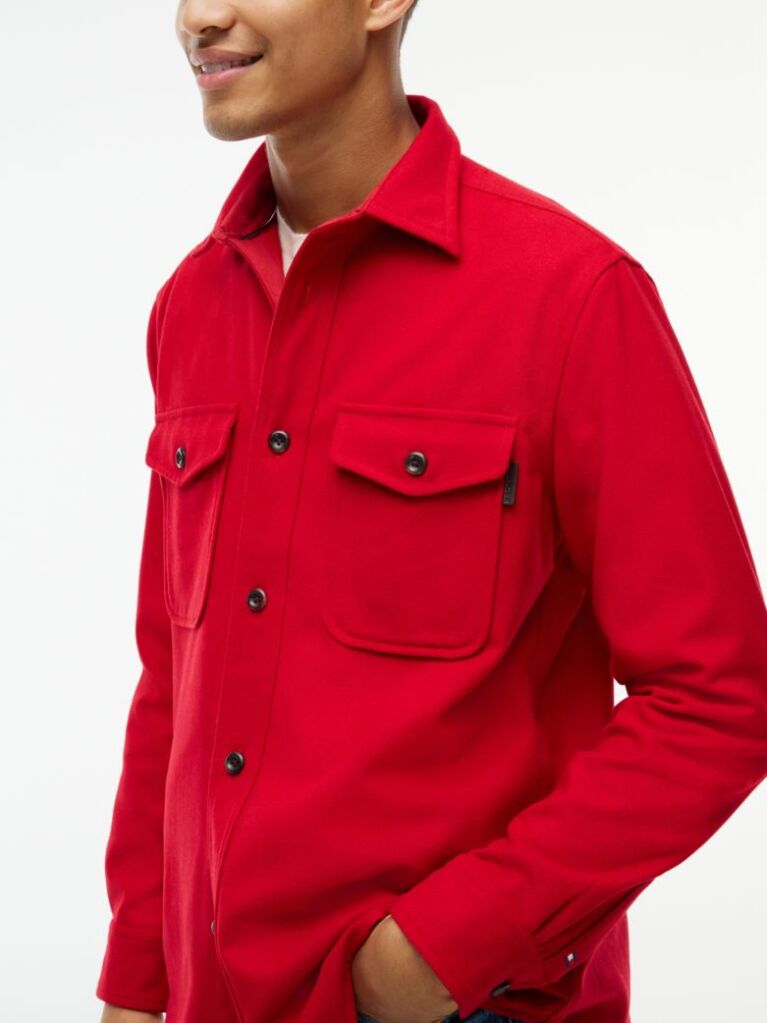 Red Relaxed Fit Wool Blend Shirt  Men
