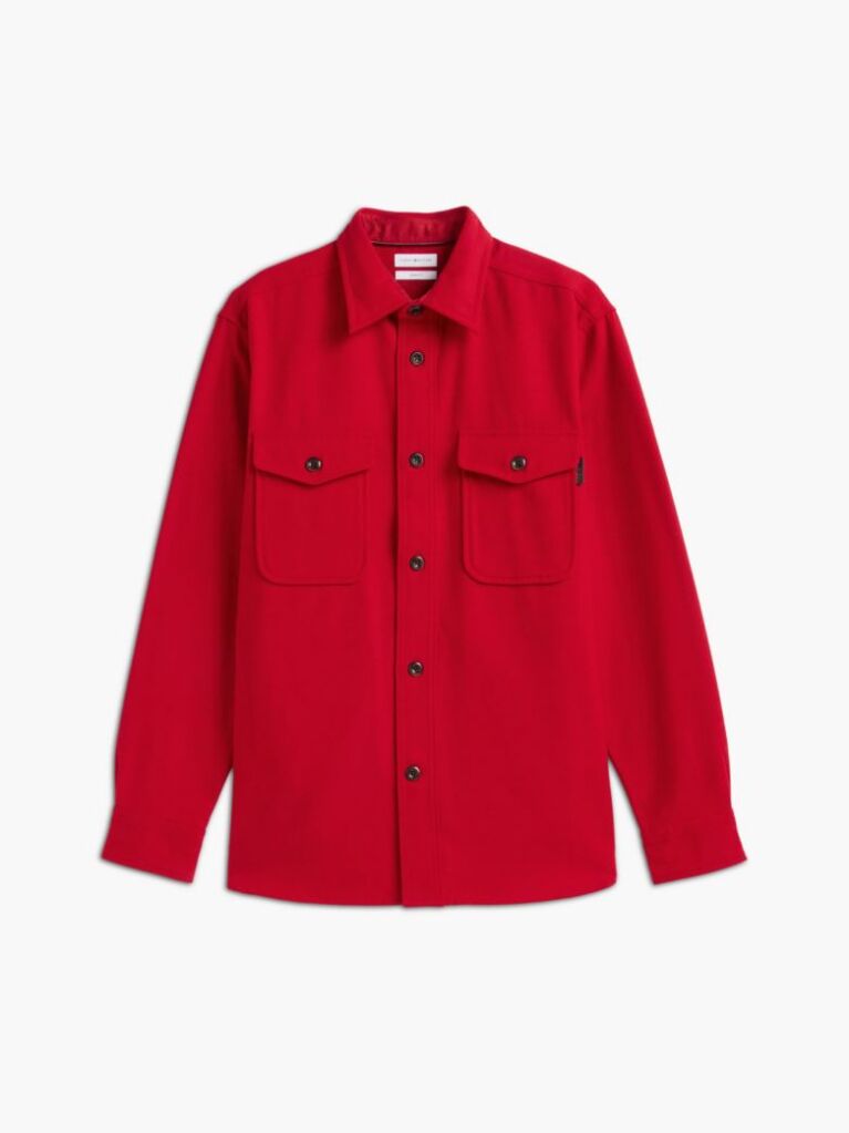 Red Relaxed Fit Wool Blend Shirt  Men