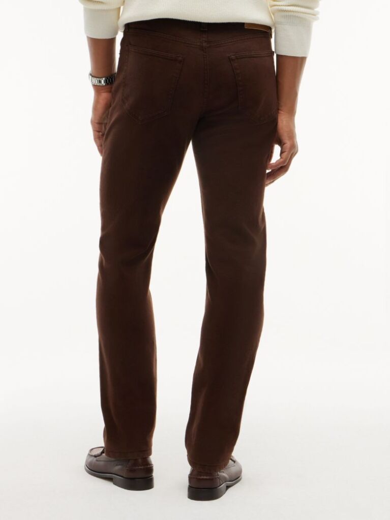 Brown Denton Slim Straight Garment Dyed Jeans  Men