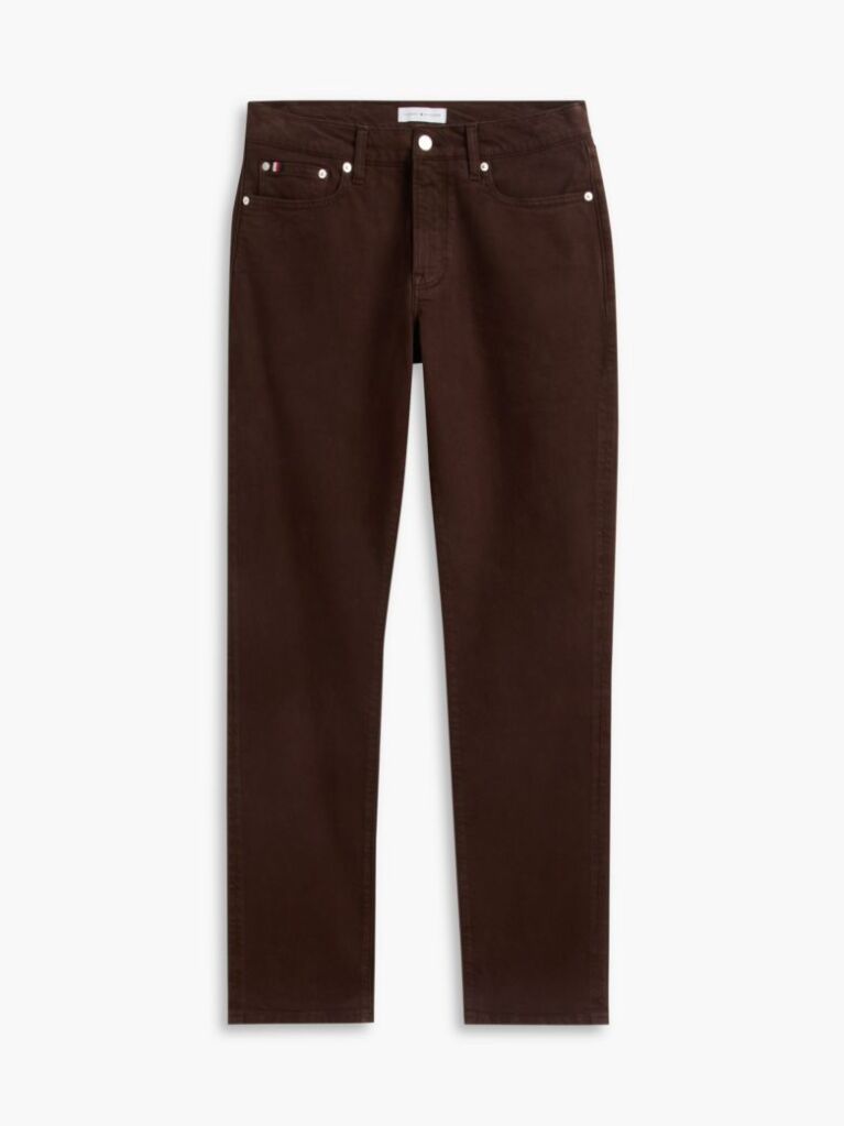 Brown Denton Slim Straight Garment Dyed Jeans  Men