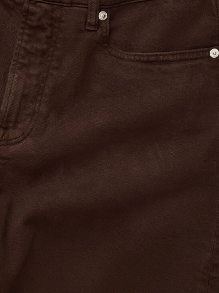 Brown Denton Slim Straight Garment Dyed Jeans  Men